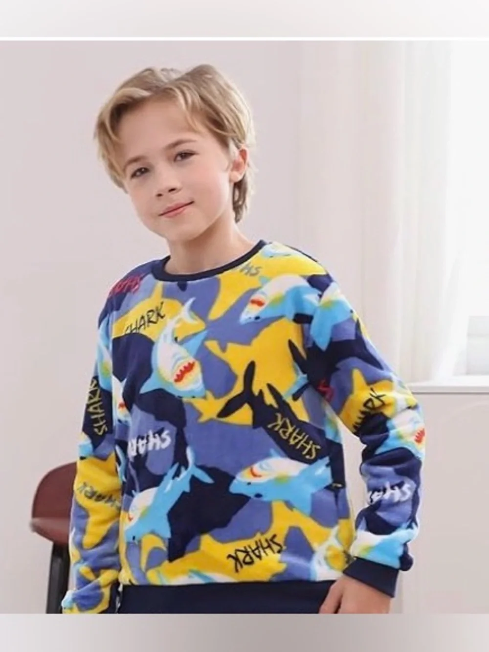 V.&GRIN Boys Size 13-14 Fleece Pajama Top, Soft Cozy Pullover Sweatshirt, New